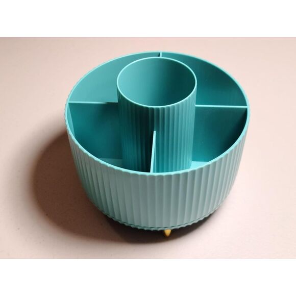 Diesisa 5 Slot Make up Brushes Blue Cup 360° Rotating Makeup Brush Holder - Picture 4 of 6